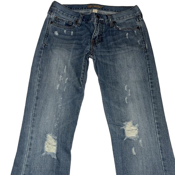 Vintage Y2K Abercrombie & Fitch Low Rise Bootcut Distressed Jeans Sz 2 Short - Picture 2 of 11